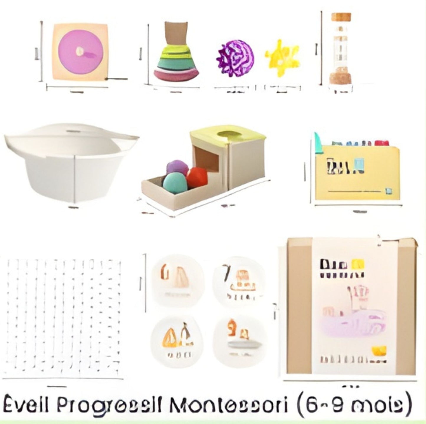 Les 5 Coffrets Montessori Bébé 0-18 Mois – Cadeau de Naissance ou Anniversaire