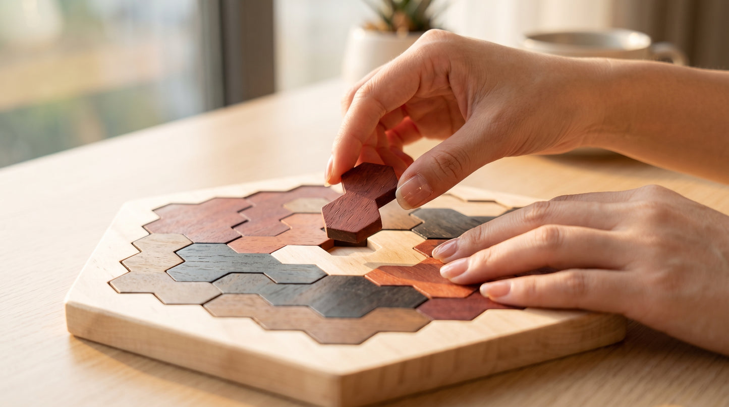 Tangram Hexagone en Bois Montessori Puzzle