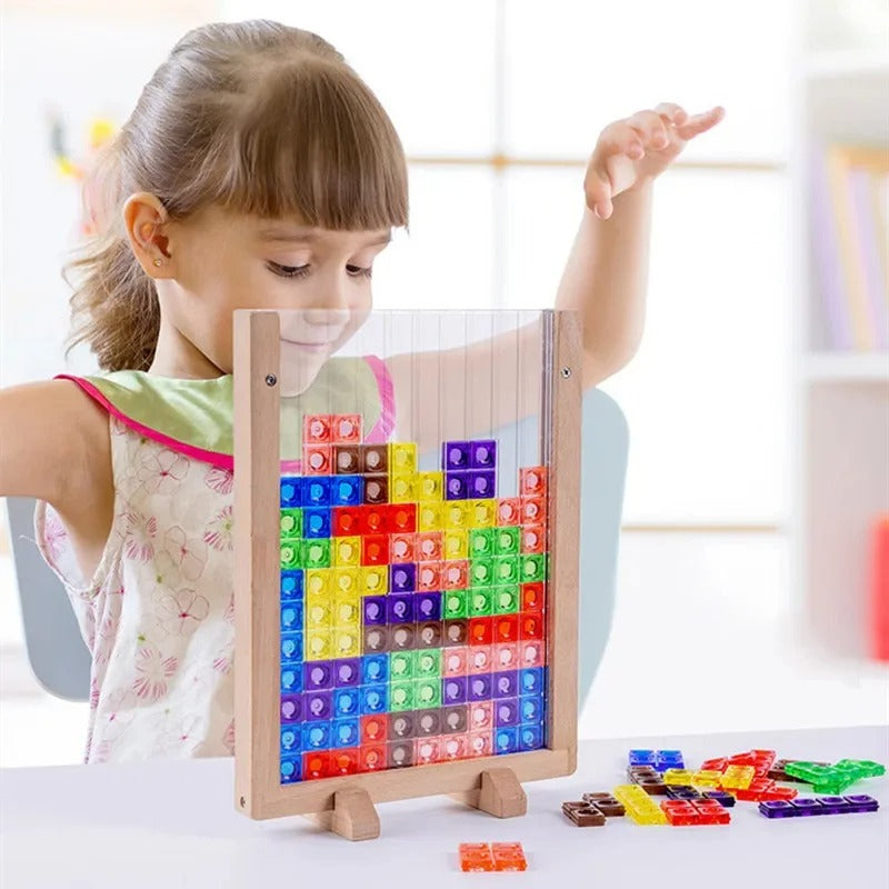 Jeu Tetris 3D en Bois – Puzzle Éducatif Montessori