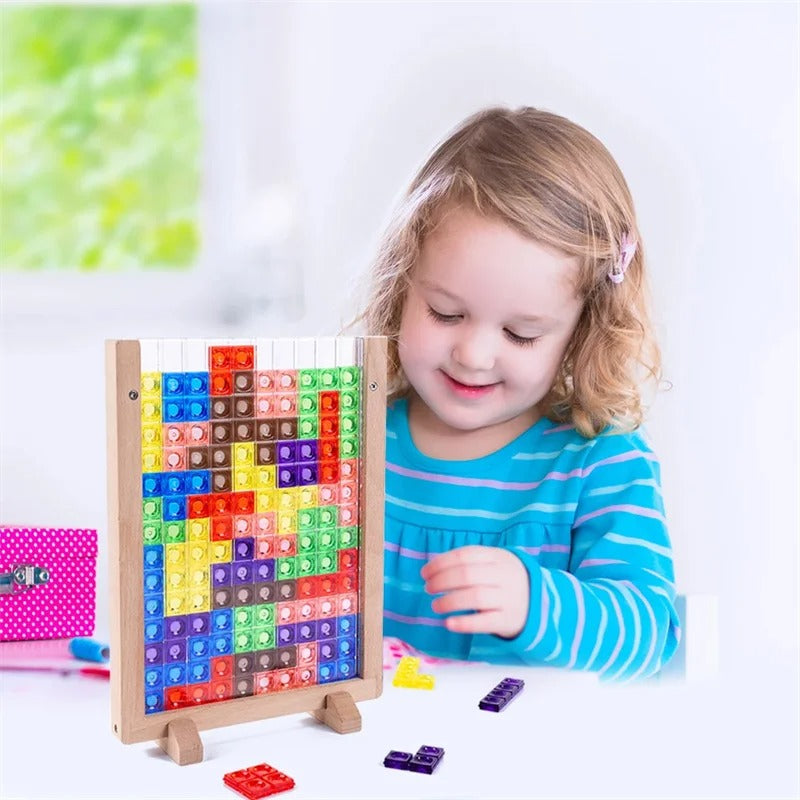Jeu Tetris 3D en Bois – Puzzle Éducatif Montessori