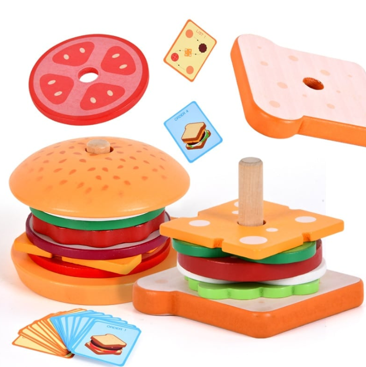 Jeu d'Empilage Hamburger | Jouet Montessori en Bois dès 3 Ans – Les jeux Montessori Jeu d'Empilage Hamburger | Jouet Montessori en Bois dès 3 Ans – Les jeux Montessori