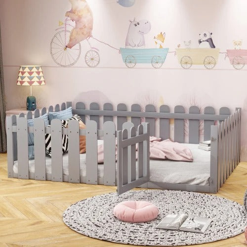 Lit Montessori au Sol Design Barrière – Sécurité & Autonomie dès le Plus Jeune Âge