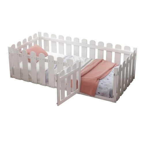 Lit Montessori au Sol Design Barrière – Sécurité & Autonomie dès le Plus Jeune Âge