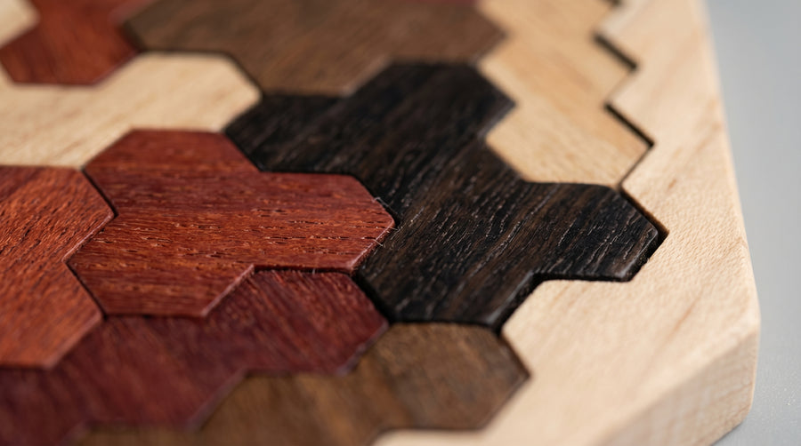 Puzzle Tangram Bois Hexagone avec Pièces Multicolores