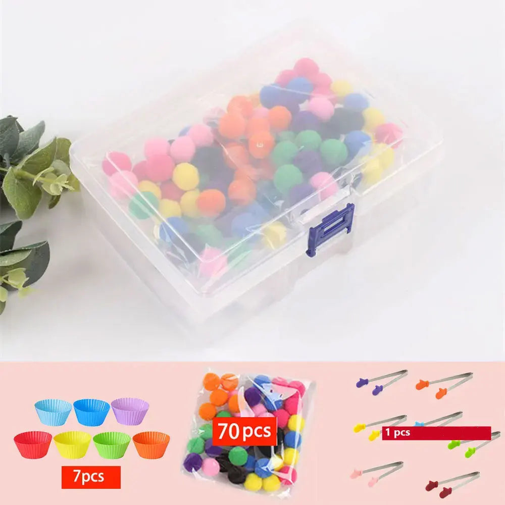 RainbowPlay™ - Jouet Montessori en Pompoms Arc-en-Ciel