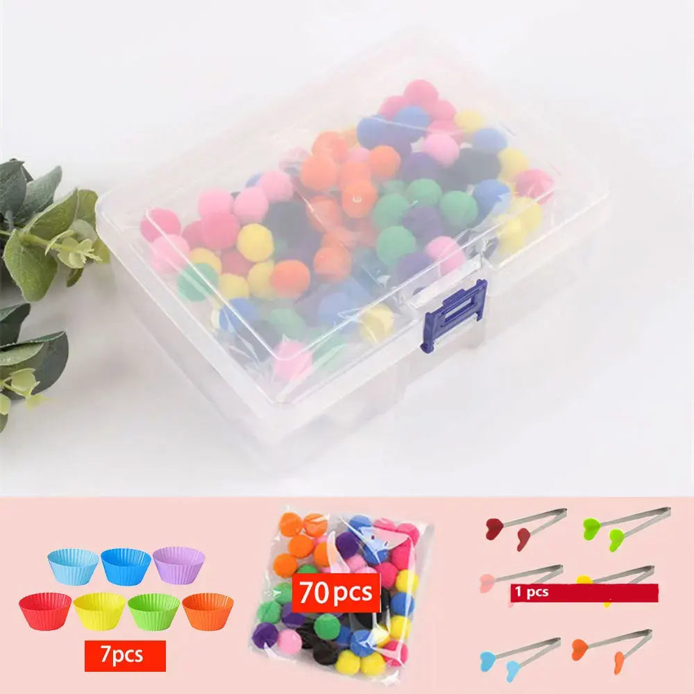 RainbowPlay™ - Jouet Montessori en Pompoms Arc-en-Ciel