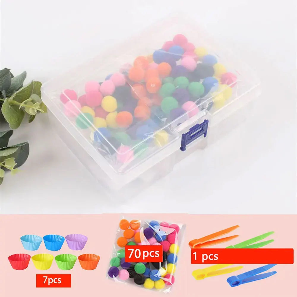 RainbowPlay™ - Jouet Montessori en Pompoms Arc-en-Ciel