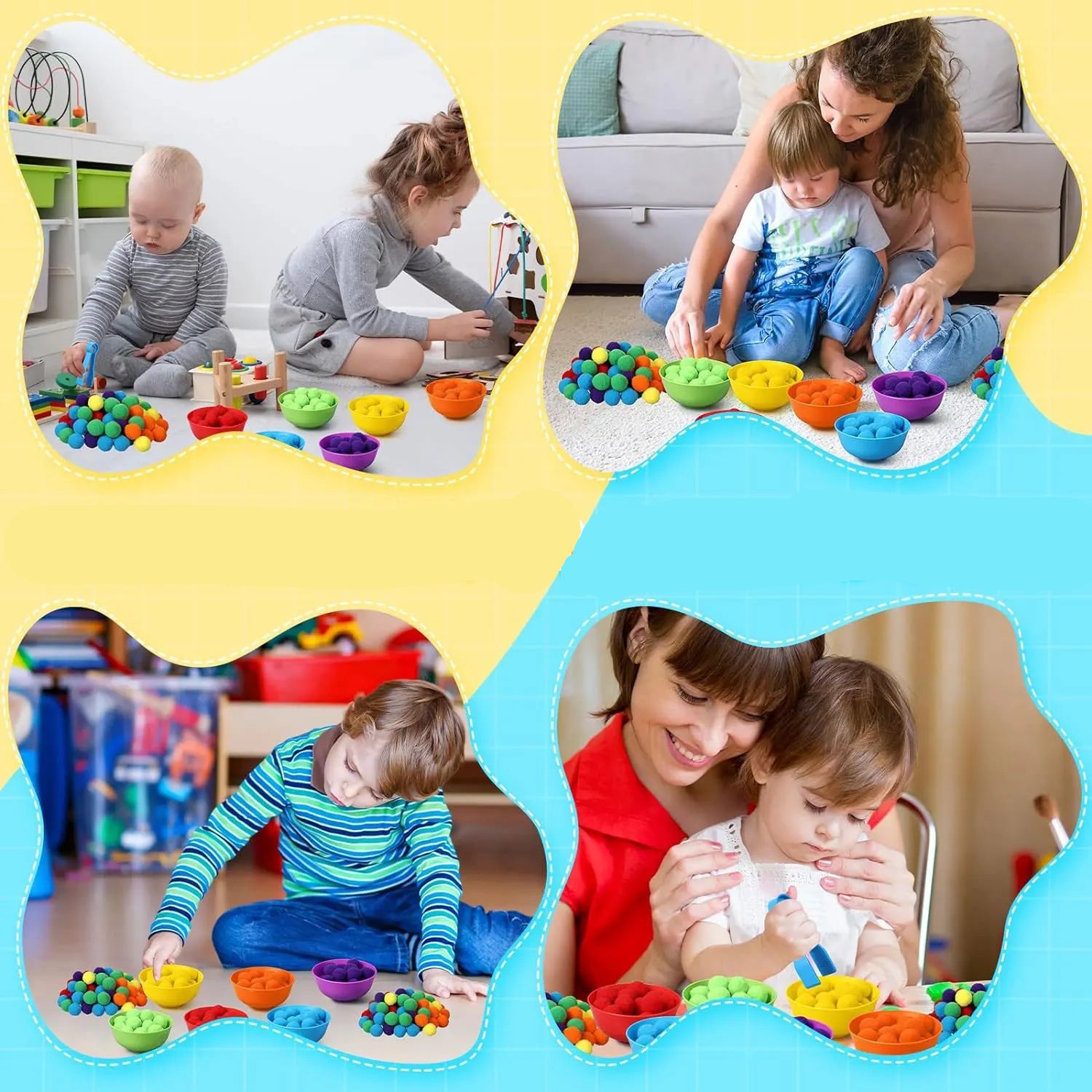RainbowPlay™ - Jouet Montessori en Pompoms Arc-en-Ciel