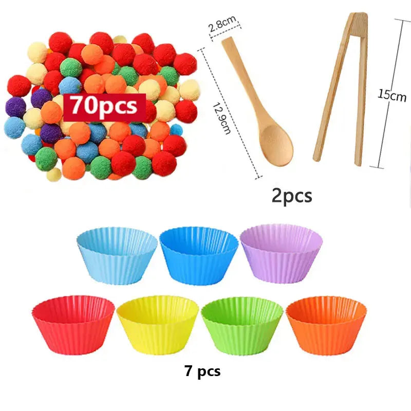 RainbowPlay™ - Jouet Montessori en Pompoms Arc-en-Ciel