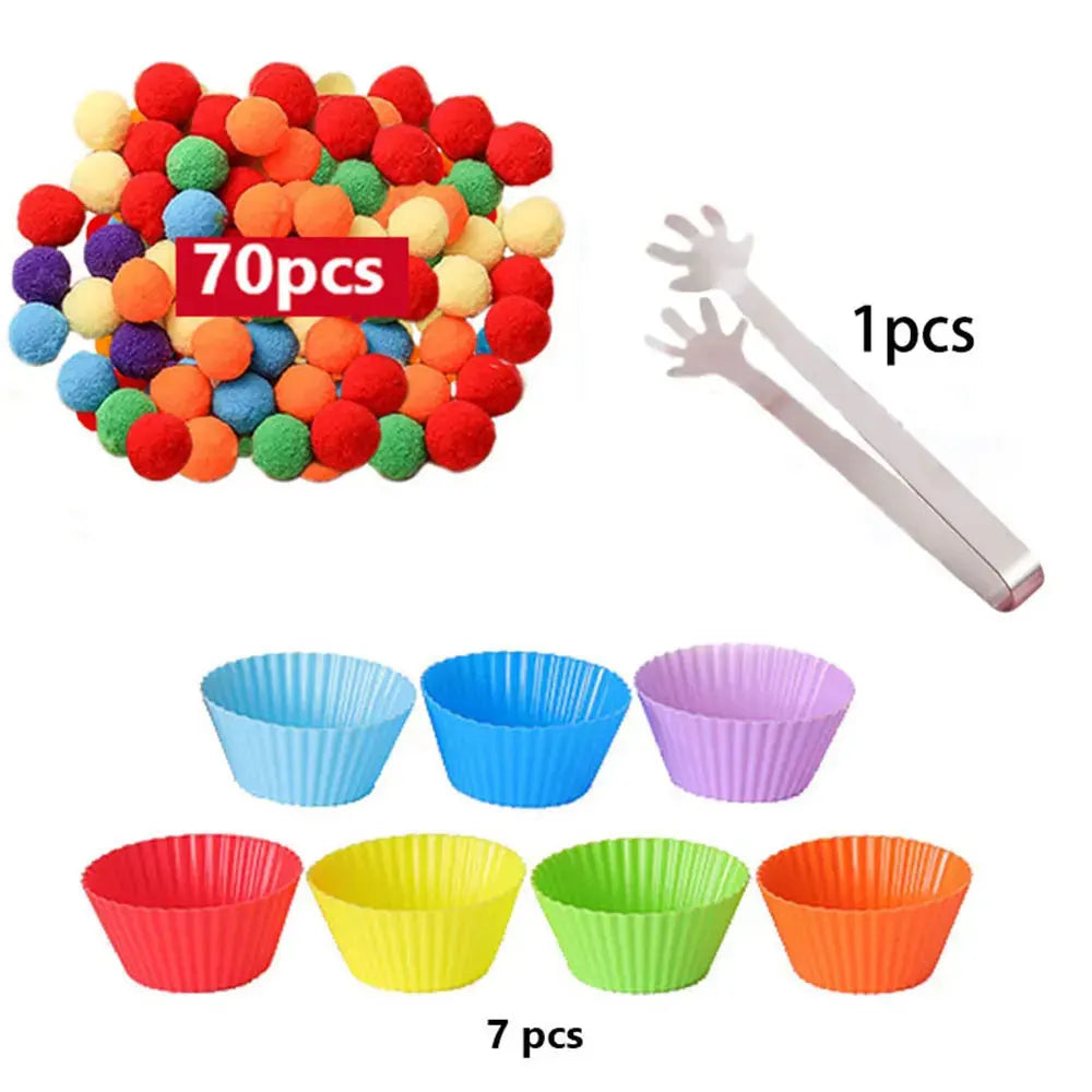 RainbowPlay™ - Jouet Montessori en Pompoms Arc-en-Ciel