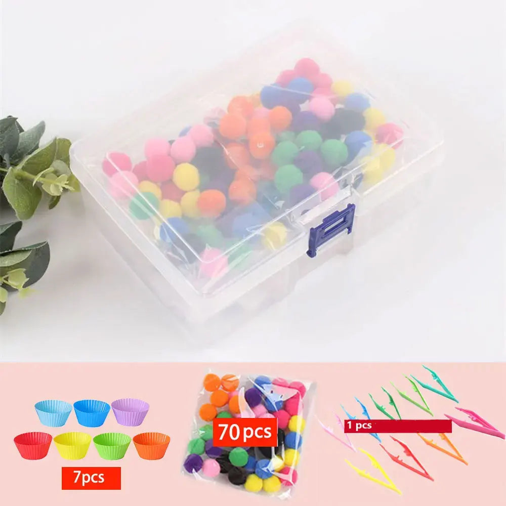 RainbowPlay™ - Jouet Montessori en Pompoms Arc-en-Ciel
