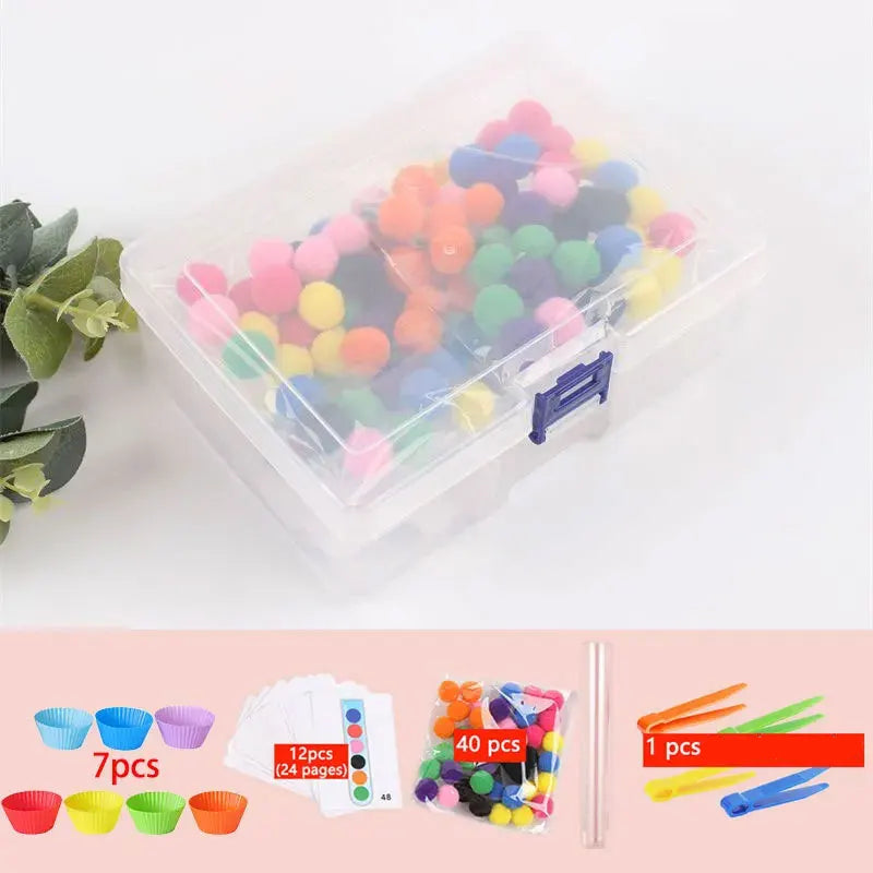 RainbowPlay™ - Jouet Montessori en Pompoms Arc-en-Ciel