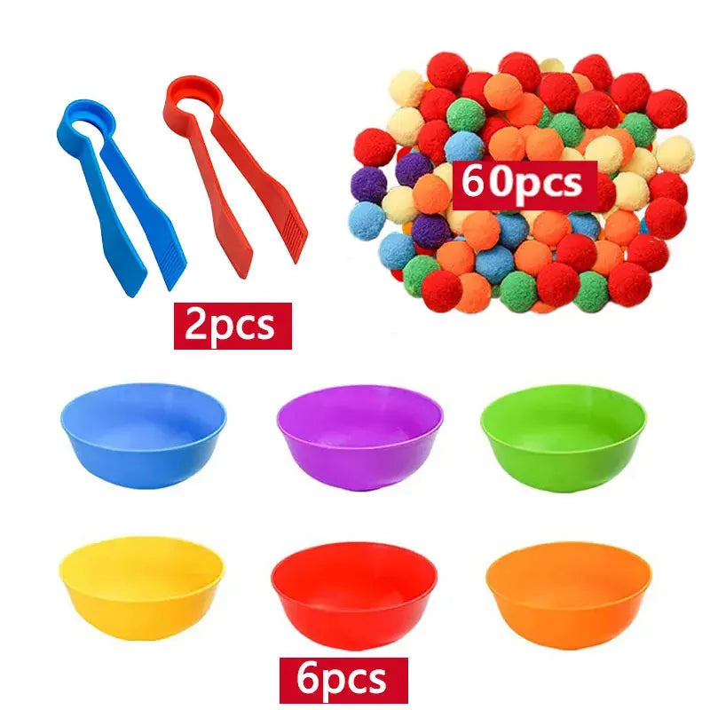 RainbowPlay™ - Jouet Montessori en Pompoms Arc-en-Ciel