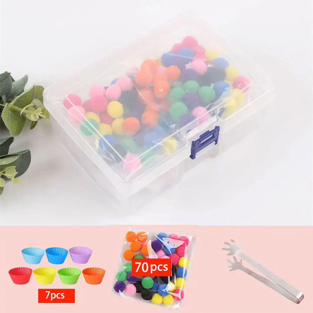 RainbowPlay™ - Jouet Montessori en Pompoms Arc-en-Ciel