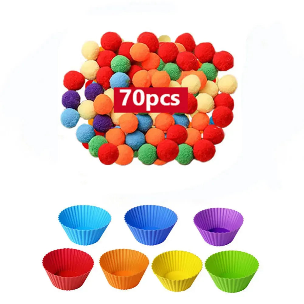 RainbowPlay™ - Jouet Montessori en Pompoms Arc-en-Ciel