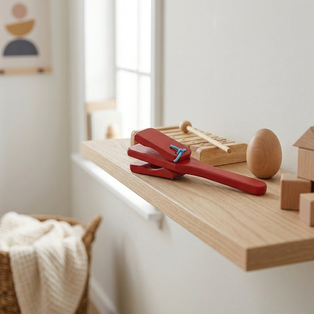 Castagnettes en Bois Enfant – Jouet Musical Montessori dès 1 an