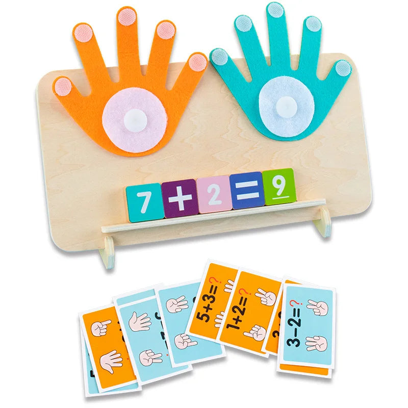 Jeu Éducatif Calcul en Bois avec Mains et Blocs Chiffrés