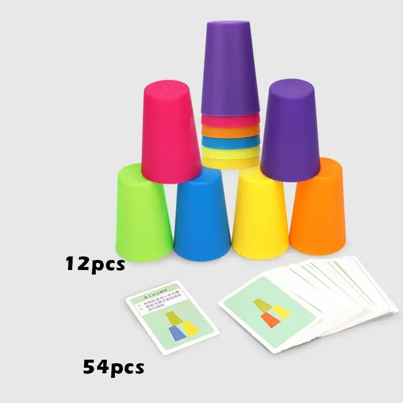 🏆 Stack Battle™ – Jeu de Gobelets Empilables avec Cartes & Sonnette | Jouet Montessori de Vitesse et Logique pour Enfants