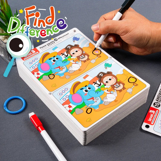 Pack Jeu de Concentration : Différences à Trouver + Barrage Réutilisable + Réponses Rapides + Jouets Interactifs