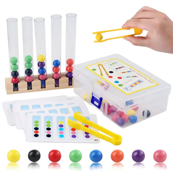 Jeu Tri Couleurs avec Tubes Transparents et Pinces