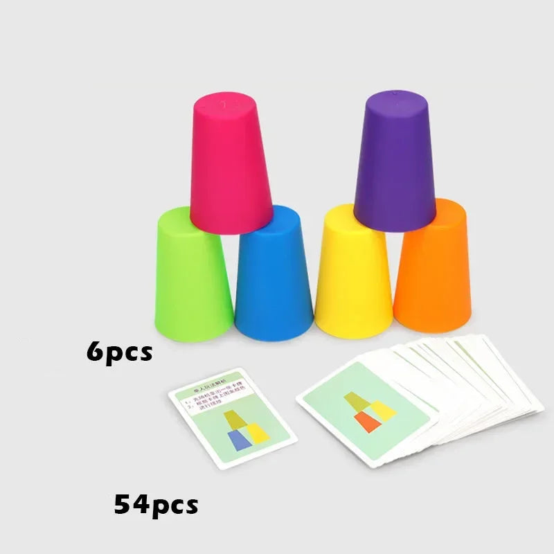 🏆 Stack Battle™ – Jeu de Gobelets Empilables avec Cartes & Sonnette | Jouet Montessori de Vitesse et Logique pour Enfants