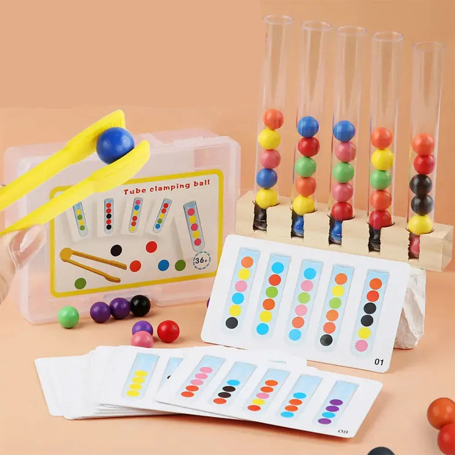 Jeu Tri Couleurs avec Tubes Transparents et Pinces