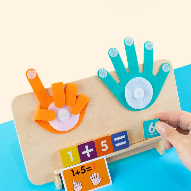 Jeu Éducatif Calcul en Bois avec Mains et Blocs Chiffrés