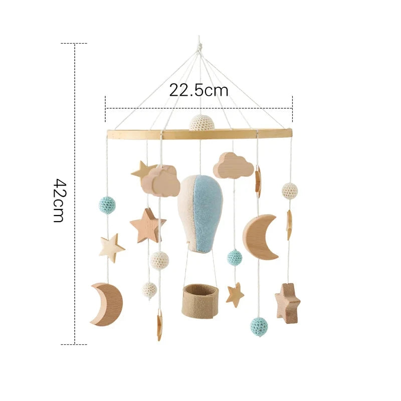 Mobile mongolfiere bleu beige  | Les jeux Montessori