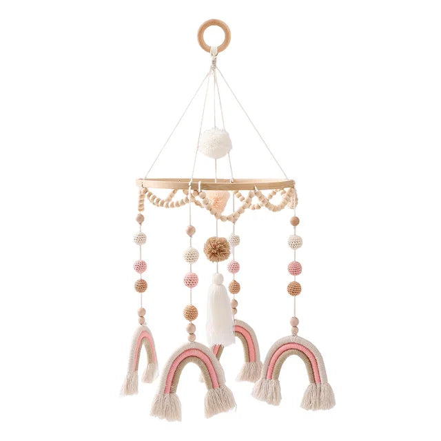 mobile arc en ciel rose beige  | Les jeux Montessori