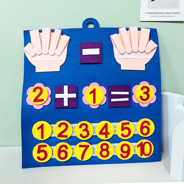 Tableau d'Apprentissage Mathématiques en Feutre avec Mains