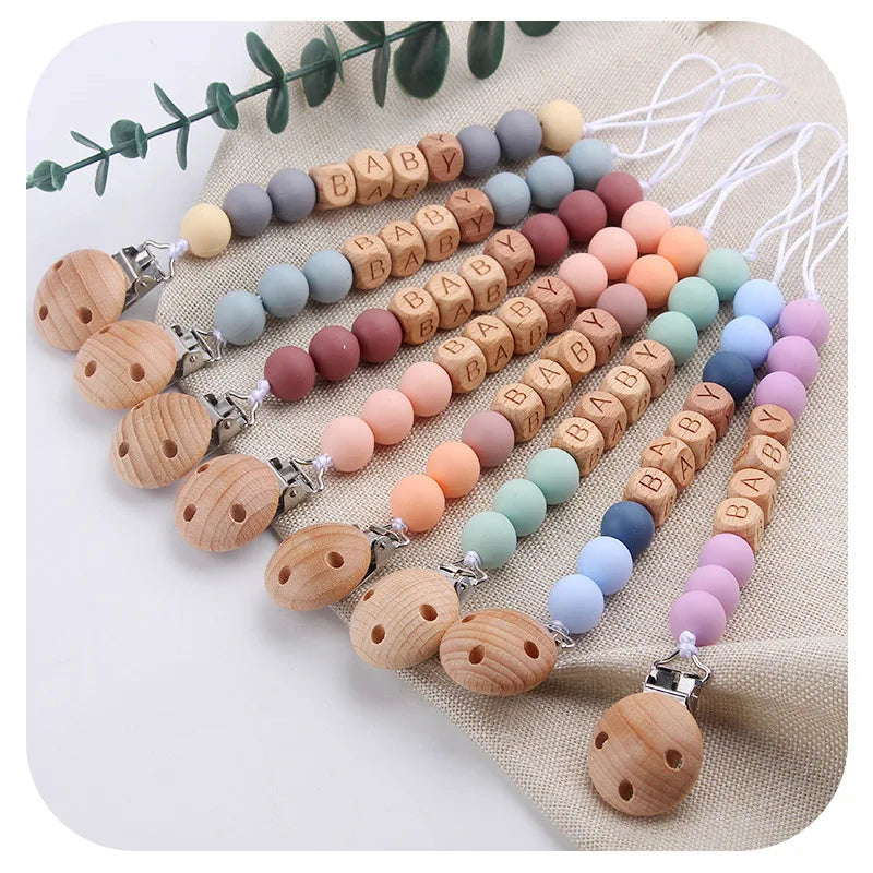 Attache Tétine Personnalisée en Bois et Silicone