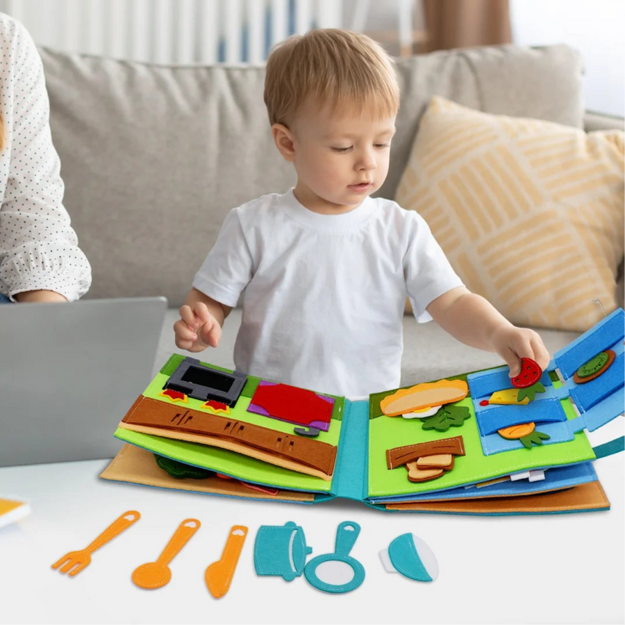Livre activités feutrine maison 3 pièces à manipuler