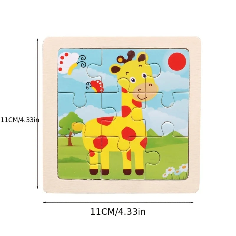 Puzzle Bois Enfant 9 Pièces Animaux et Véhicules
