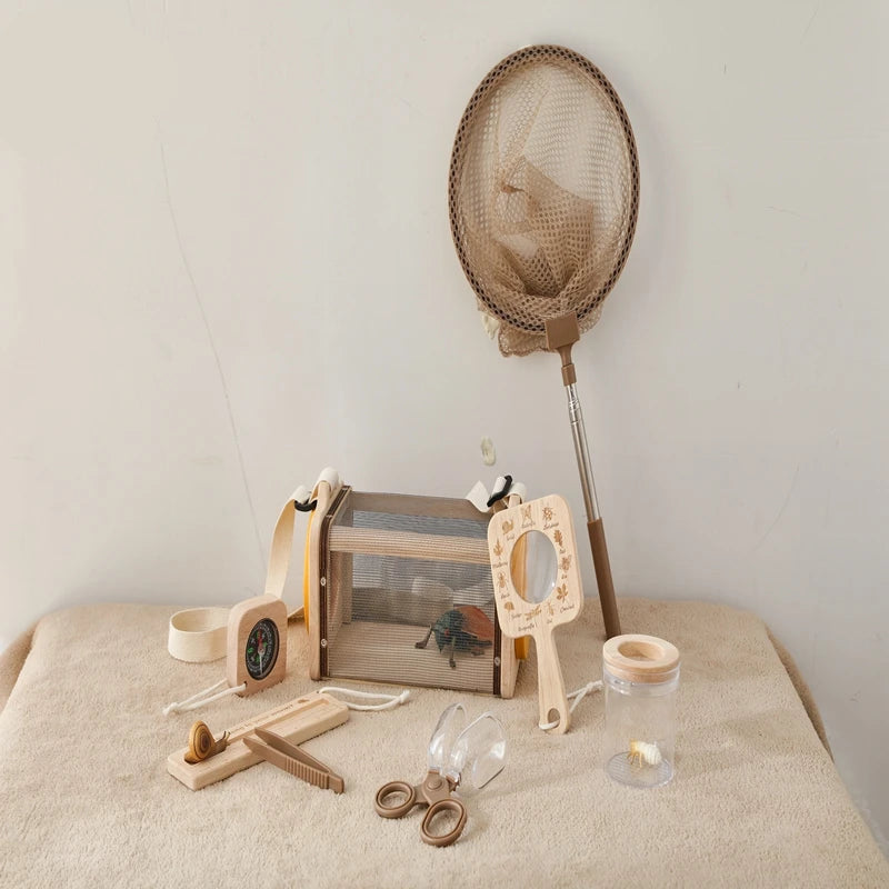 Kit d'explorateur en plein air pour enfants : jeu d'aventure Montessori en bois