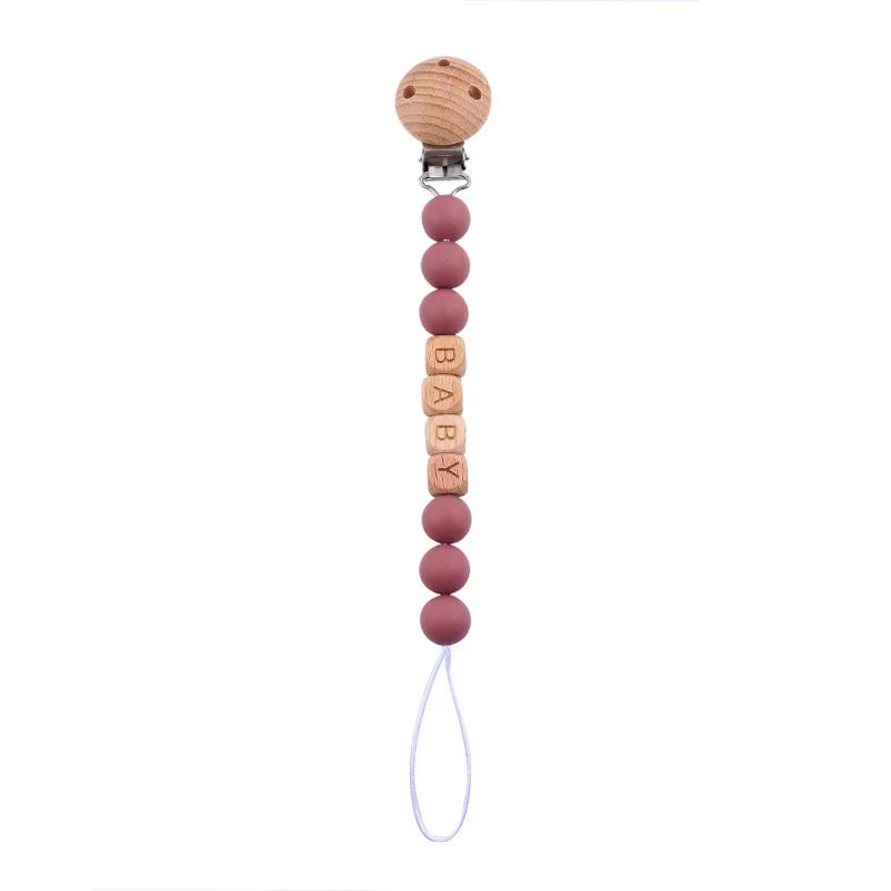 Attache Tétine Personnalisée en Bois et Silicone – Sécurité & Douceur Montessori