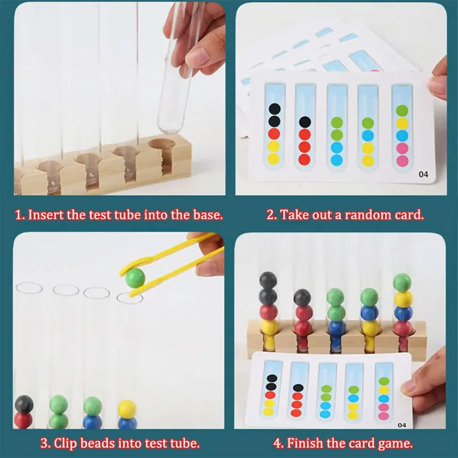 Jeu Tri Couleurs avec Tubes Transparents et Pinces