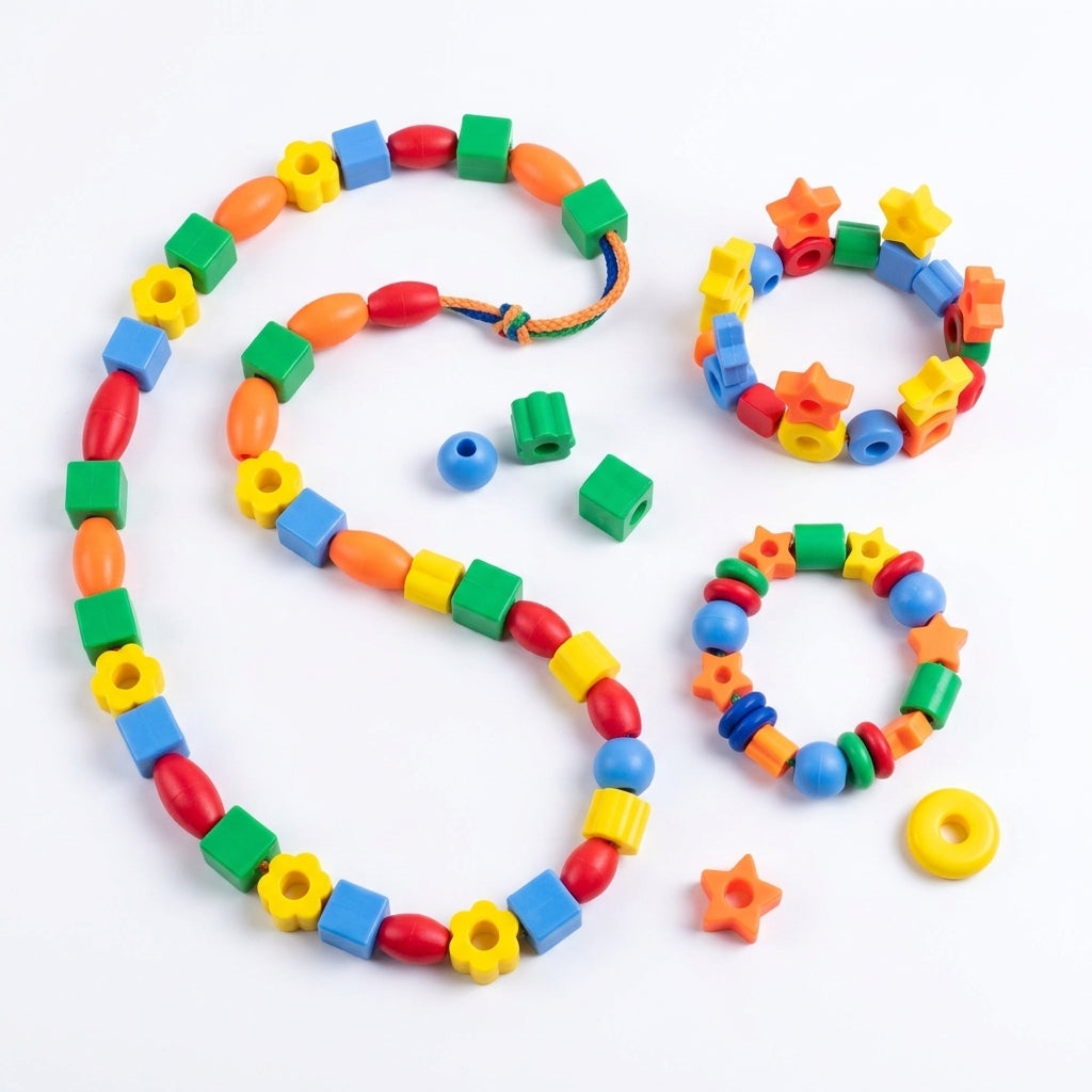 Perles à enfiler colorées pour enfant en plastique résistant