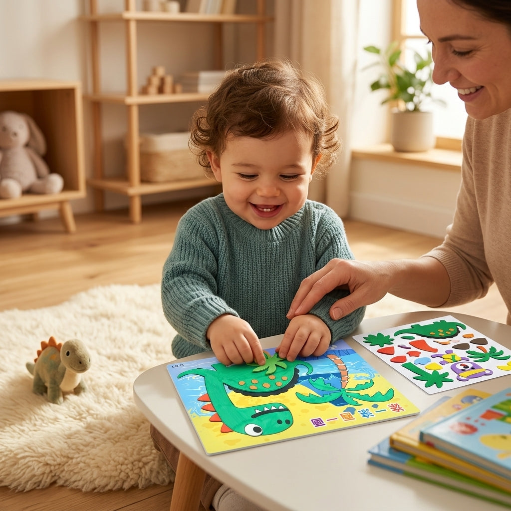 Puzzles autocollants en 3D en mousse EVA - Pack de 10/12 feuilles