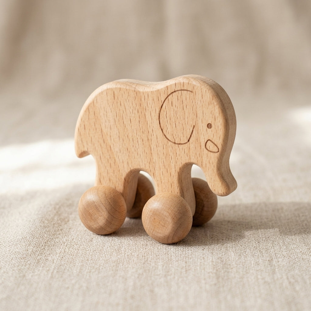 Jouet à roulettes à pousser Éléphants | Jouet en Bois