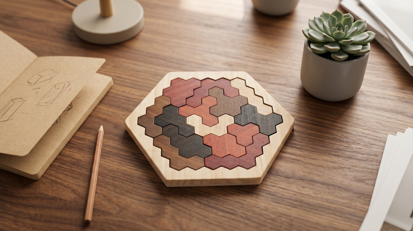 Tangram Hexagone en Bois Montessori Puzzle