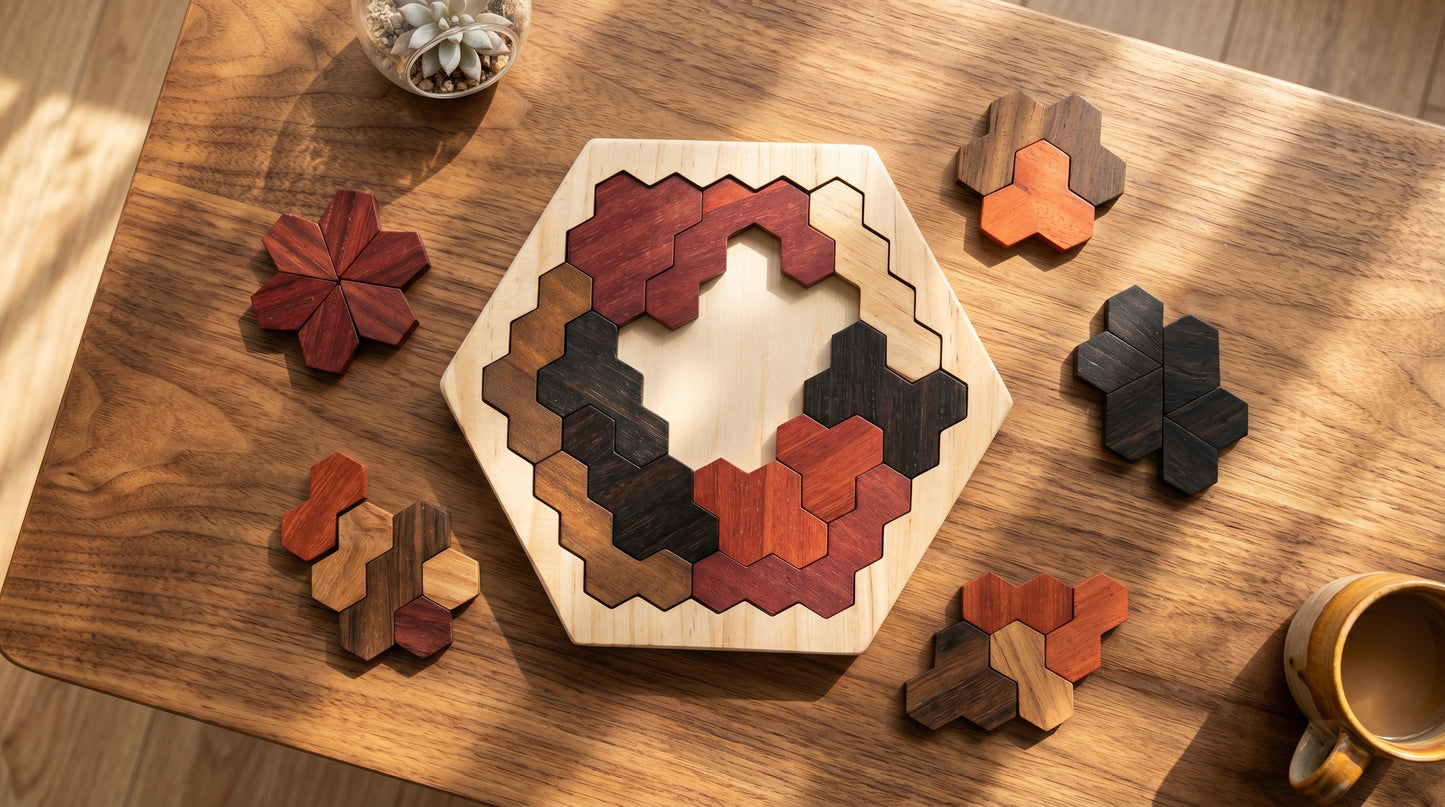 Tangram Hexagone en Bois Montessori Puzzle