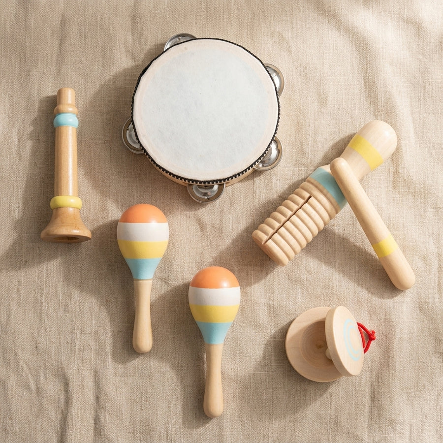 Instruments de musique enfant en bois, lot de 6 pièces
