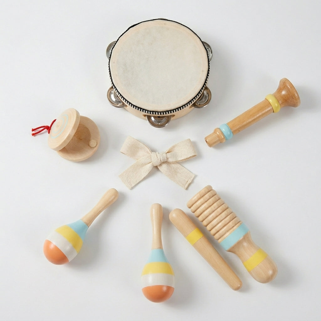 Instruments de musique enfant en bois, lot de 6 pièces