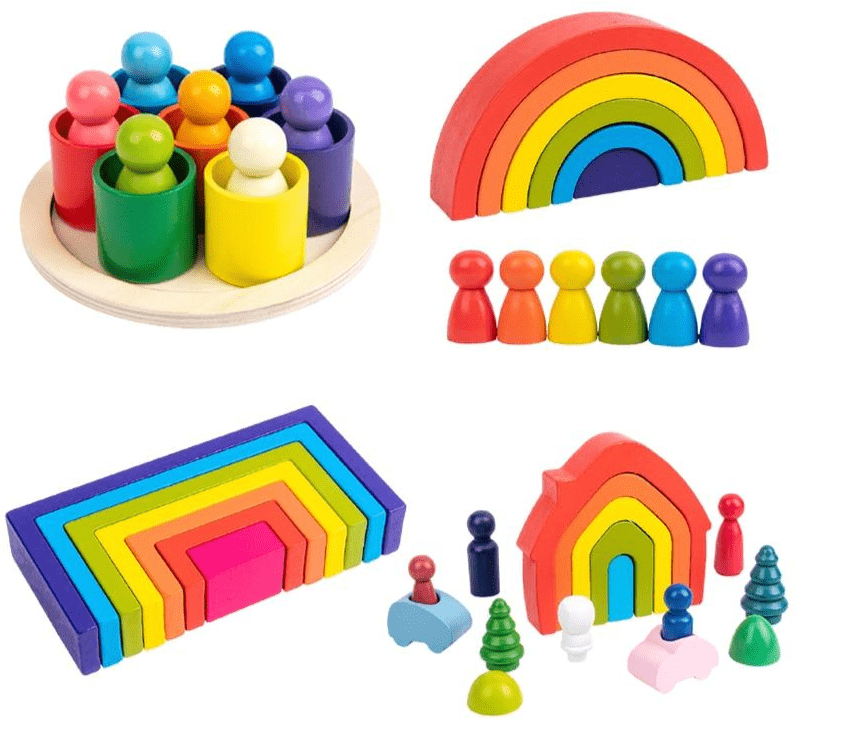 Arc-En-Ciel Pastel En Bois Montessori - Édition Délicate | Montezzori Montezzori