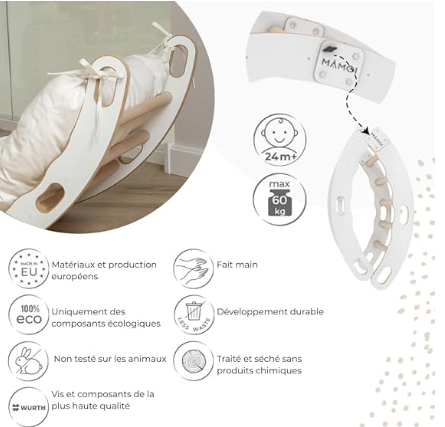 Arche d’escalade MAMOI® avec balançoire et coussin – Jeu Montessori en bois pour enfants