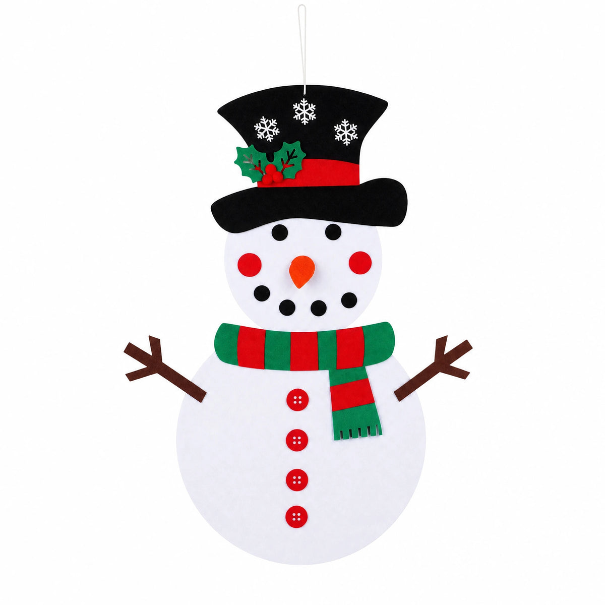 Bonhomme de Neige à Décorer en Feutrine avec 31 Ornements - Fond blanc
