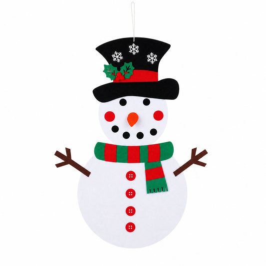 Bonhomme de Neige à Décorer en Feutrine avec 31 Ornements - Fond blanc