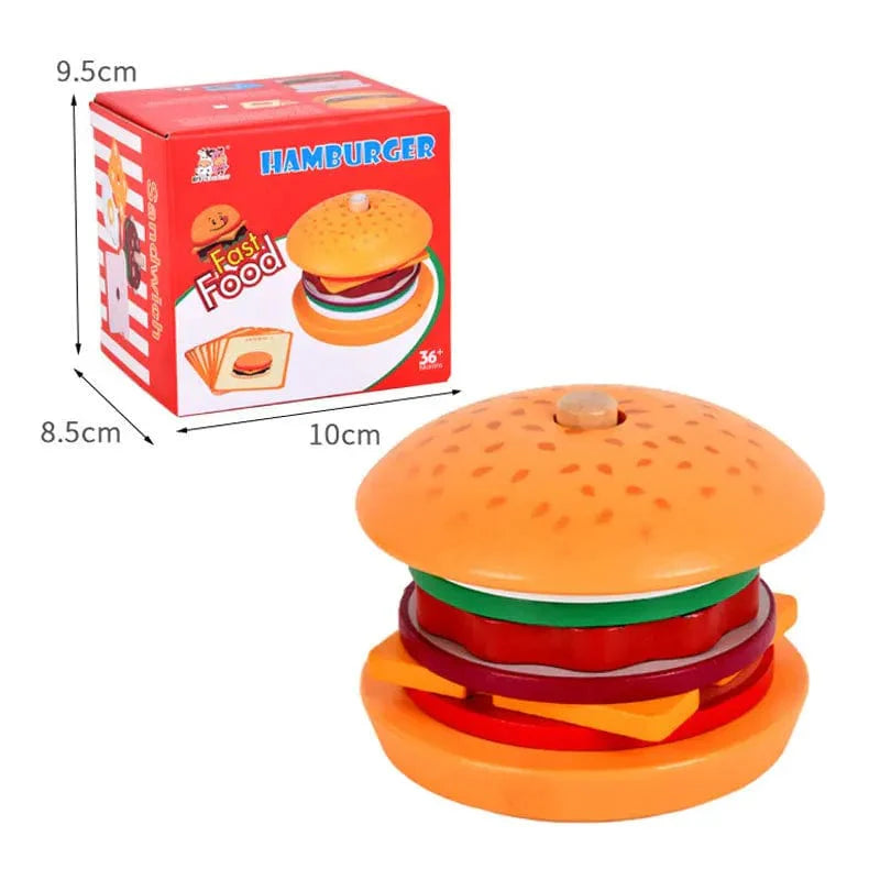 Burger en bois Montessori - Jouets d'empilement pour les tout-petits | Montessori Hamburger Montessori
