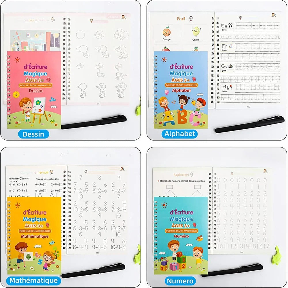 Cahier Magique Montessori pour Apprendre l'Alphabet, les Nombres et le Dessin