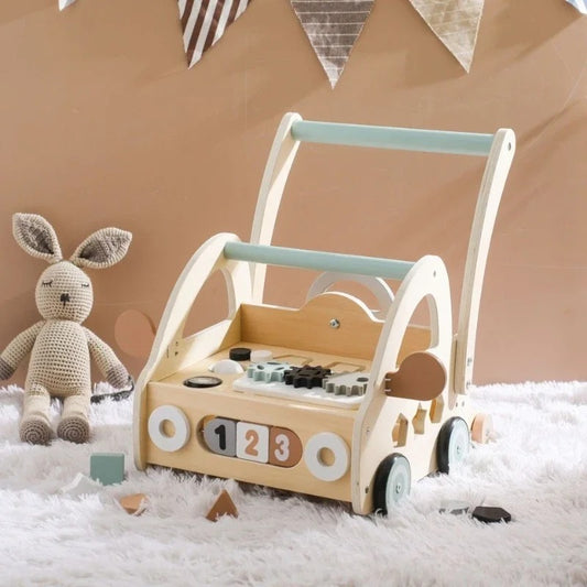 Chariot de marche multifonctionnel -  Jouet en bois d'apprentissage de la marche pour bébé